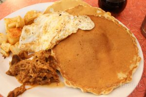lucys east side diner pulled pork pancakes