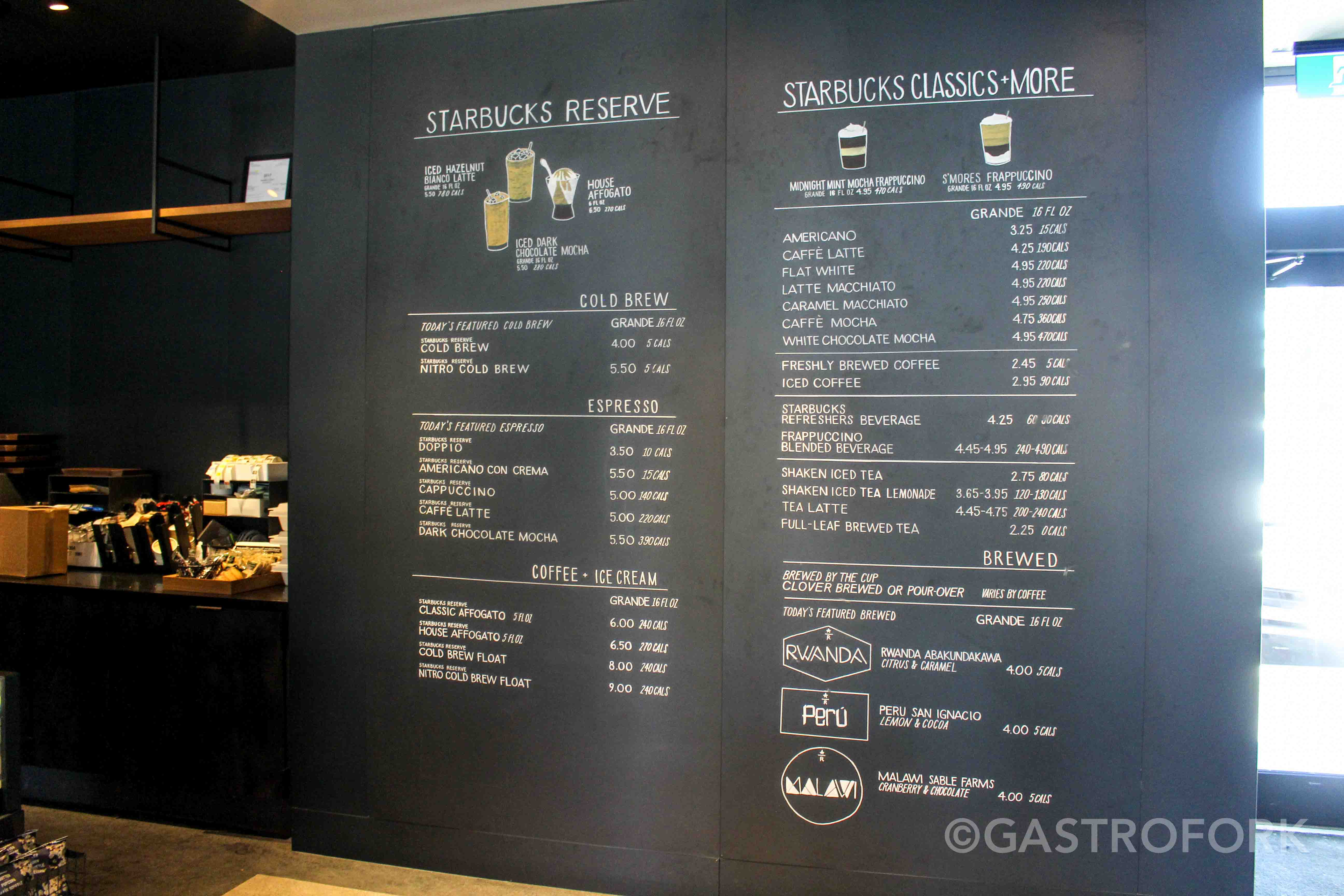 Starbucks reserve menu