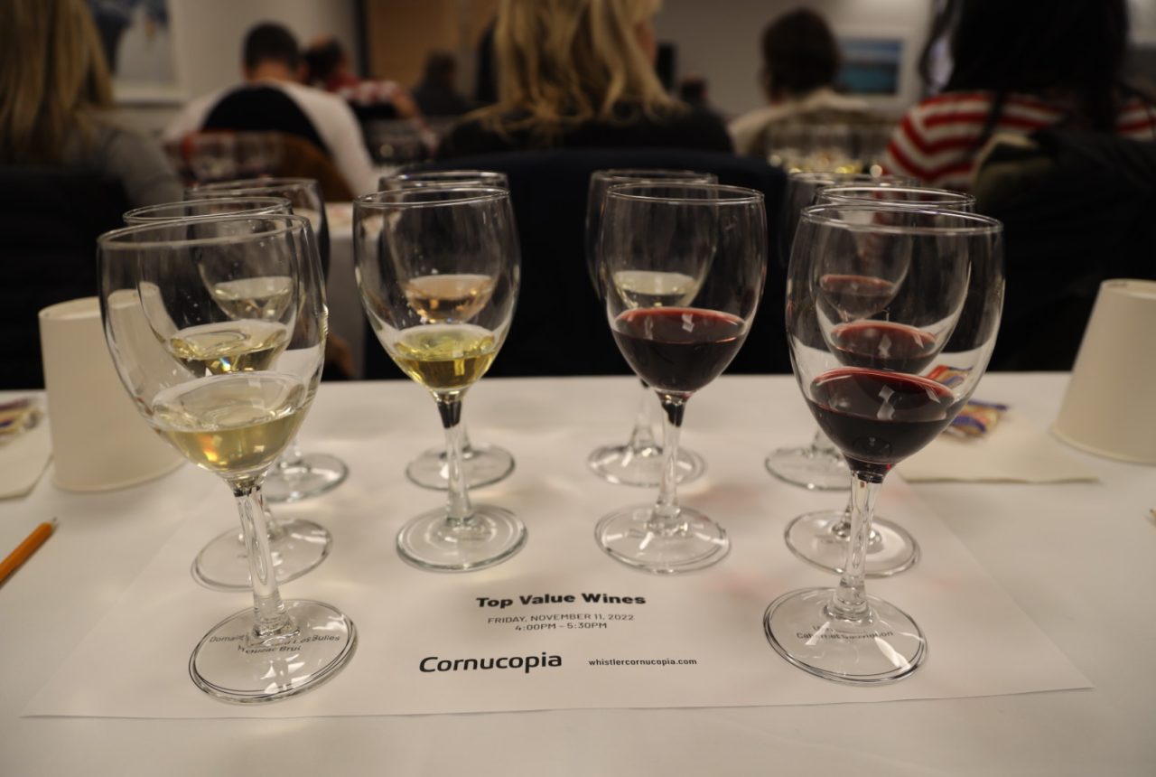 Wines on table at Cornucopia seminar